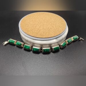 Sterling Silver & Malachite Bracelet